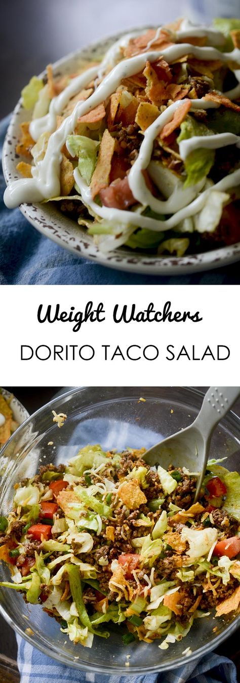 Weight Watcher's Dorito Taco Salad 4 smart points per serving Dorito Taco Salad, Weight Watchers Appetizers, Dorito Taco, Weight Watchers Salad, Weight Watchers Lunches, Weight Watchers Snack Recipes, Plats Weight Watchers, Weight Watchers Snacks, Snacks Ideas