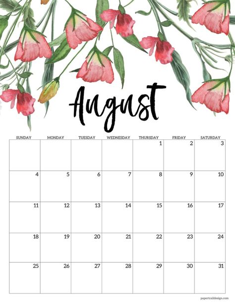 Paper Trail Design, Floral Calendar, School Background, Kalender Design, August Calendar, Trail Design, Unique Calendar, Monthly Planner Printable, Printable Calendar Template