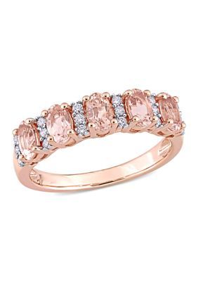 Morganite Band Ring, Morganite Wedding Band, Diamond Anniversary Bands, Morganite Diamond, Gold Rings Jewelry, 14k Rose Gold Ring, Morganite Ring, Signature Jewelry, Diamond Anniversary