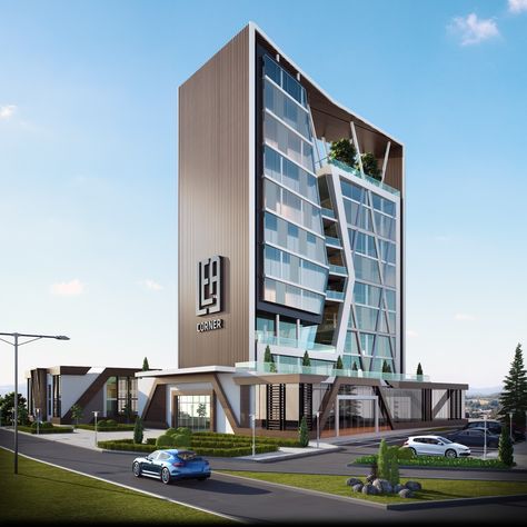 Lea Corner KAĞITHANE Office Building - Picture gallery 1 Commercial Design Exterior, Architecture Elevation, Facade Architecture Design, Office Building Architecture, Building Elevation, Hotel Plan, Modern Style House Plans, Architecture Building Design, Hospital Design