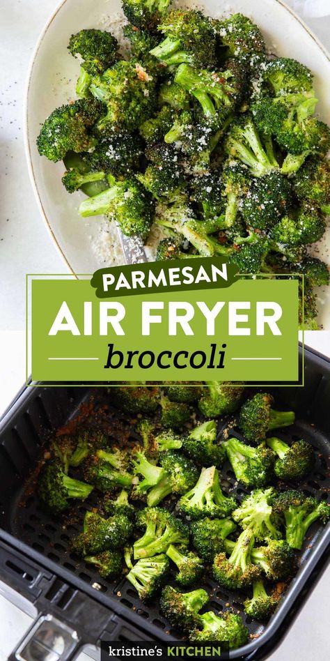 Learn how to make the best Air Fryer Broccoli in just a few easy steps. Perfectly crisp-tender, crispy edges, with Parmesan cheese! Frozen Broccoli Recipes, Broccoli Roasted, Air Fryer Broccoli, New Air Fryer Recipes, Parmesan Broccoli, Healthy Broccoli, Air Fryer Cooking Times, Air Fryer Oven Recipes, Broccoli Recipe