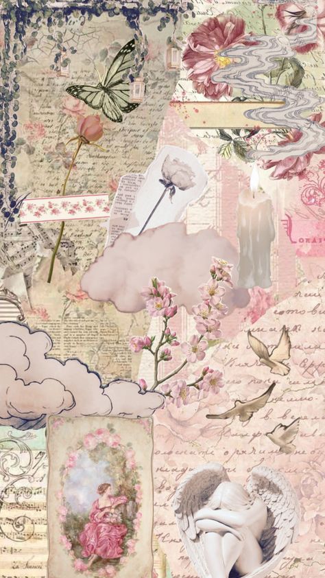 Baby pink 🌸 #babypink #flowers #pinkfloral #collage Walpaper Hello Kitty, Collage Drawing, Dream Anime, Abstract Art Wallpaper, Pink Posters, Iphone Wallpaper Girly, Vintage Collage, Aesthetic Images, Aesthetic Collage