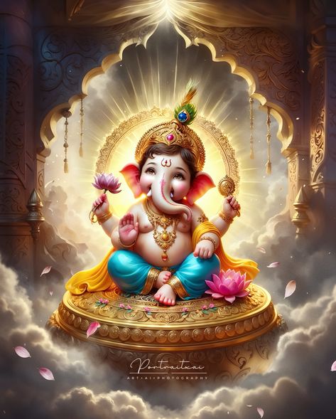 Happy Vinayagar Chathurthi, May Lord Ganesha remove all obstacles from your path and bless you with wisdom and prosperity. ❤️Lord Ganesha, the remover of obstacles and the god of new beginnings, symbolizes wisdom and intellect. His presence in our lives brings clarity and success in all endeavors. #ganesha #ganpati #ganeshchaturthi #bappa #bappamorya #vinayak #trust #ai #aiart #art #divine #aiportrait #aiportraits #cute #portraitxai #photography #aiposters Vinayagar Chathurthi, Bhagvan Wallpapers, Ganpati Bappa, Ganesh Chaturthi, Lord Ganesha, Ganesha, Beautiful Paintings, New Beginnings, Avatar