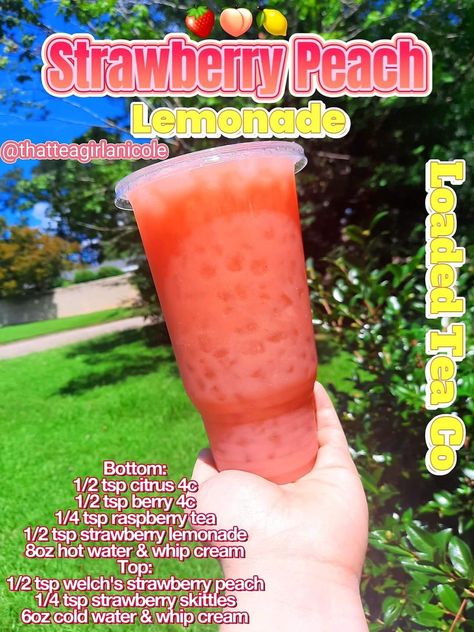 Lemonade Flavor Ideas, Strawberry Loaded Tea, Loaded Lemonade, Loaded Water, Cream Soda Recipe, Lemonade Flavors, Boosted Tea, Herbal Life Shakes, Water Tok