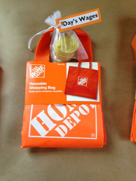 Home Depot bags for all the extra goodies. Cashier Appreciation Ideas Home Depot, Home Depot Themed Birthday Party, Home Depot Birthday Party, Home Depot Party, Basket Raffle, Dramatic Play Activities, Construction Theme Party, 5th Birthday Party Ideas, Raffle Baskets