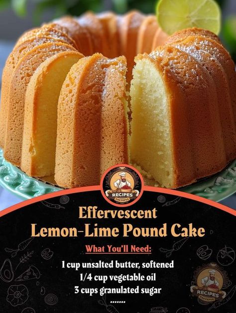 Tasty Soul Food Recipes | Effervescent Lemon-Lime Pound Cake | Facebook 5 Flavor Pound Cake, Tasteful Recipes, Lime Pound Cake, Soul Food Recipes, Coconut Pound Cakes, Pound Cake Recipes Easy, Bundt Recipes, Appetizer Trays, Pound Cakes