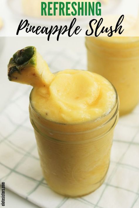 This pineapple slush is an amazingly refreshing perfect summer drink. One of my favorite drinks recipe, this frozen pineapple drink is a great balance of sweet and tart. #pineapple #drinks #summer Pineapple Slush Alcohol, Pineapple Slush, Tart Pineapple, Kids Drinks, Pineapple Drink, Pineapple Vodka, Slush Recipes, Frozen Drink Recipes, Drinks Healthy