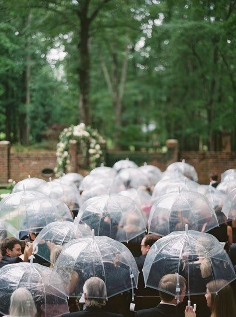 Umbrella Wedding Pictures, Clear Umbrella Wedding, Outside Wedding Ceremonies, Hilton Head Wedding, Rain Wedding, Wyoming Weddings, Clear Umbrella, Athens Wedding, Garden Weddings Ceremony