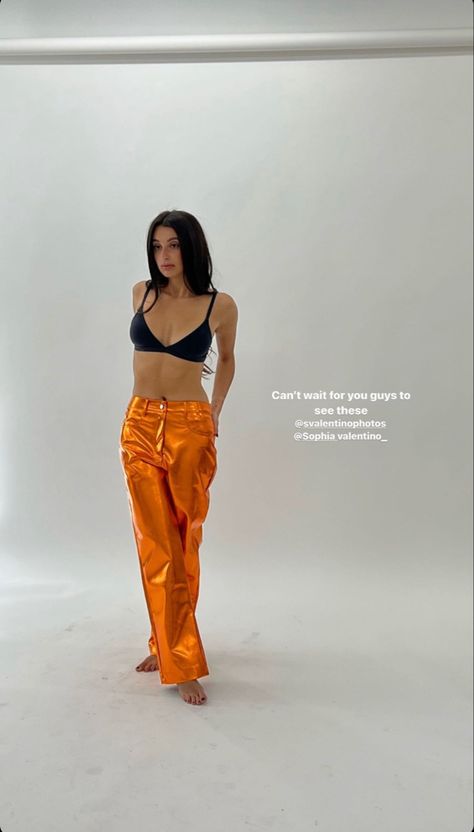 Metallic Pants, Tumbler, Orange, Pants, Closet, Trousers