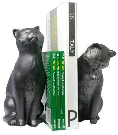 Silver Salt and Pepper Shaker ($25) | Home Decor Gifts For Cat-Lovers | POPSUGAR Home Photo 1 Cat Office, Animal Bookends, Cat Ceramics, Decorative Bookends, Reading Accessories, Small Item Storage, Cat Figurines, Book Ends, Kitty Stuff