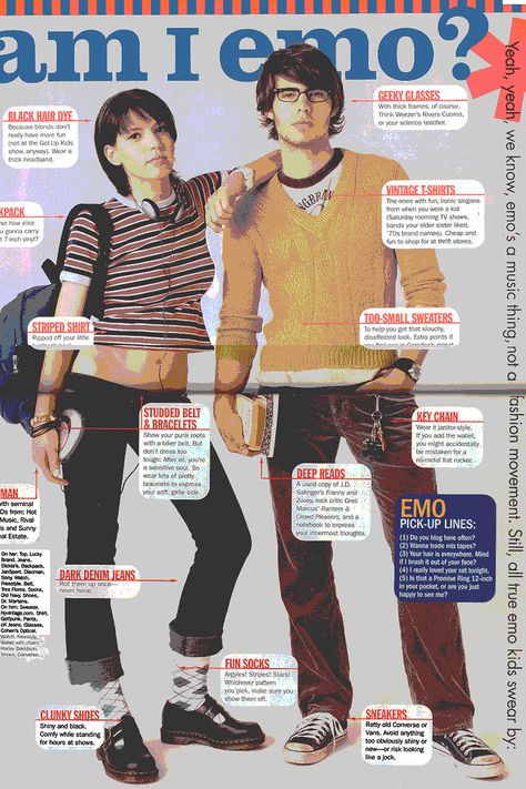 29 Things Every '90s Emo Kid Definitely Remembers 90s Emo, 2000s Magazines, Fashion Guys, Estilo Emo, Diy Outfits, 2000s Emo, Midwest Emo, Black Hair Dye, Emo Aesthetic