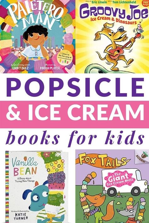 Enjoy these popsicle and ice cream books for preschoolers and kindergarteners. Includes a printable list of books about ice cream for kids. #icecreambooks #booksforkids #summerreading #GrowingBookbyBook Ice Cream Books Preschool, Ice Cream For Kids, Best Toddler Books, Books For Preschoolers, Popsicle Party, Ice Cream Theme, List Of Books, Read Aloud Books, Daily Holidays