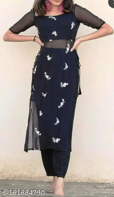 Black Embroidered Kurta with Cotton pant set | Kurti Set Haul | Black Kurti Set Stylish Kurtis Design, Pengantin India, Simple Kurta Designs, Simple Kurti Designs, Casual Indian Fashion, Long Kurti Designs, Salwar Kamiz, Designer Kurtis, Trendy Dress Outfits