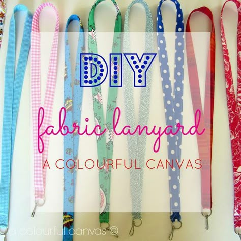 fabric lanyard DIY A Colourful Canvas Crafty Keychain, Diy Lanyards, Work Lanyard, Lanyard Diy, Lanyard Tutorial, Colourful Canvas, Okey Dokey, Diy Lanyard, Fabric Crafts Diy