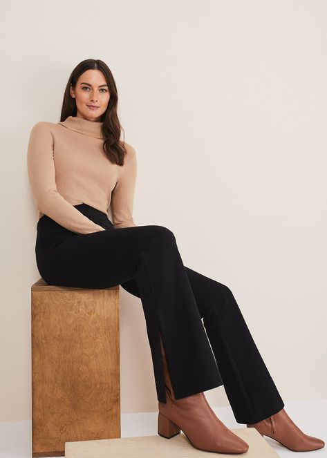 Add These Failsafe Trousers To Your Staple Wardrobe. Inspired By The 60S, Our Bootcut Trousers Are Designed To A High Waisted Cut And Feature Contemporary Side Slits And Are Finished With Handy Pockets. Layer Over Your New Season Knits And Style With Leather Boots.Model Wears Uk Size 10 And Is 5'9 / 175Cmregular Fit. Trousers Outfit Casual, Smart Casual Work Outfit Women, Bootcut Trousers, Black Pants Outfit, Smart Casual Work Outfit, Casual Work Outfits Women, Trouser Outfit, Bootcut Pants, Phase Eight