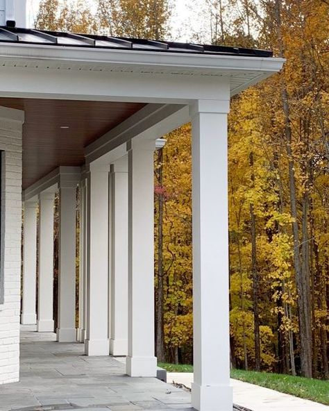 Affordable Ways to Upgrade Your Front Porch Columns - Beneath My Heart Porch Post Ideas, Front Porch Posts, Porch Pillars, House Columns, Exterior Columns, Front Porch Columns, Porch Kits, Square Columns, Building A Porch