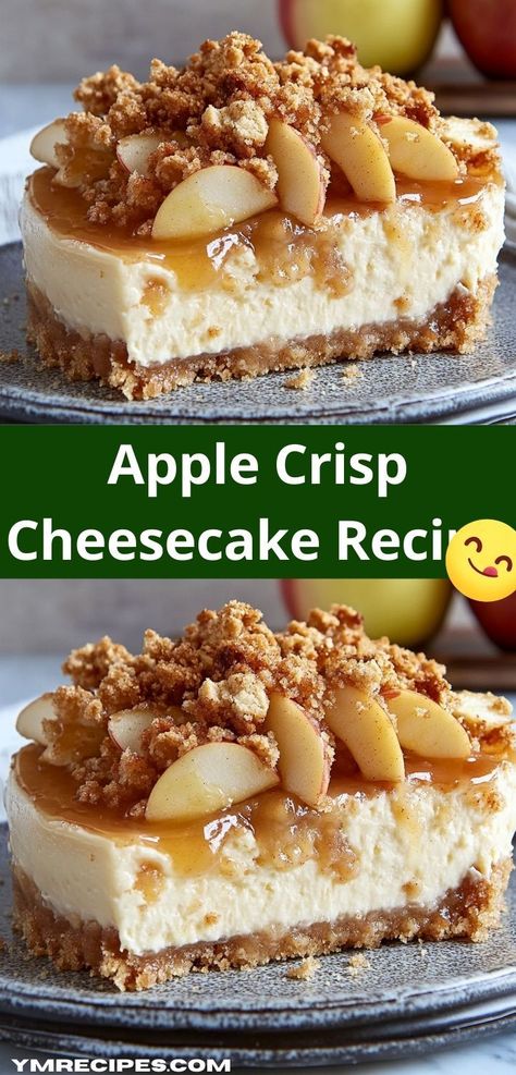 Need a sweet treat that's simple to make? This Apple Crisp Cheesecake is a delicious fusion of flavors, offering a buttery crust and a crunchy topping. It's an ideal dessert for family gatherings or cozy nights in. Apple Pie Cheesecake Recipe, Cheesecake Apple, Recipe With Apples, Thanksgiving Dessert Ideas, Deserts Recipes, Apple Pie Cheesecake, Apple Crisp Cheesecake, Crisp Topping, Apple Cheesecake