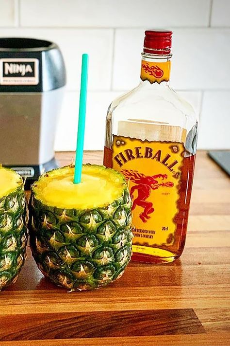 Fireball Margarita Recipe Fireball Margarita Recipe, Fireball Pineapple, Triple Sec Cocktails, Margarita Salt, Frozen Margarita, Pineapple Margarita, Gin Liqueur, Pineapple Drinks, Frozen Margaritas