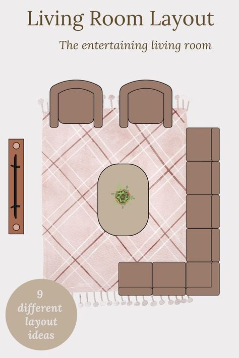 living room floor plan with sofas and armchairs Fungshway Living Room Layout, Small Living Area Layout, Uneven Living Room Layout, Big Family Room Ideas Layout, 6x9 Rug Living Room Layout, Medium Living Room Ideas Layout, Living Room Furniture Arrangement Ideas Sectional, Bilevel Living Room Layout Furniture, 3 Wall Living Room Layout