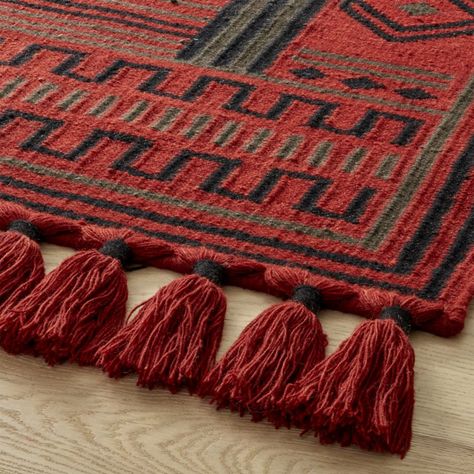 Inferno Wool Dhurrie Rug 9'x12' Cb2 Rug, Rural Mexico, Bath Runner, Modern Rug Runner, Dhurrie Rug, Dhurrie Rugs, American Southwest, 9x12 Rug, Runner Rugs