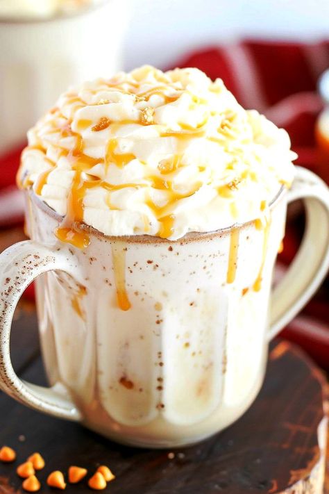 Wizard's Whipped Butter Brew Warm Butterbeer Recipe, Hot Butter Beer, Hot Butterbeer Recipe, Vermouth Recipes, Hot Butterbeer, Fun Beverages, Butterscotch Syrup, Butterbeer Recipe, Butter Beer