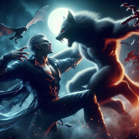 Dive into the heart of darkness with the most epic battle of all time! Vampires and werewolves collide in a thrilling showdown that will leave you on the edge of your seat. Don't miss out on the action! #EpicBattle #VampiresVsWerewolves #SupernaturalShowdown #InstaEpic #FantasyFight #VampireWar #WerewolfClash #InstaDrama #BattleOfLegends Vampire X Werewolf, Werewolf Vs Vampire, Alex Volkov, Dark Vampire, Heart Of Darkness, Vampire Pictures, Epic Battle, Vampires And Werewolves, Werewolf Art