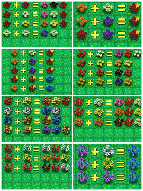 Animal Crossing New Leaf hybrid guide.  The stars on the roses are created hybrids. Animal Crossing New Leaf Flower Guide, Animal Crossing Qr Codes New Leaf, Animal Crossing New Leaf Inspiration, Acnl Flower Guide, Animal Crossing Wild World Patterns, New Leaf Qr Codes, Animal Crossing New Leaf Clothes, Butterfly Animal Crossing, Animal Crossing New Leaf Town Ideas