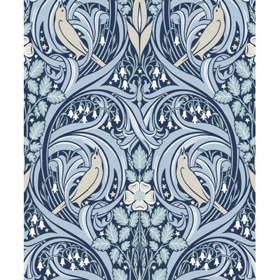 Comprised of intertwining stems and gently overlapping leaves, this Bird Scroll wallpaper pattern from the Arts & Crafts collection by Etten Studios adds a sense of movement to wall surfaces with its ogee-like arrangement. The richness of the intricate design makes it easy to achieve a fresh, maximalist look. Screen printed on high-quality nonwoven paper, the wallcovering is carefully tailored to today's décor trends and will add a luxe finish to the wall surfaces of any interior space. Color: D Scroll Wallpaper, Teal Coral, Victorian Garden, Fern Green, Wallpaper Pattern, Burke Decor, Arts And Crafts Movement, Print Wallpaper, Prepasted Wallpaper