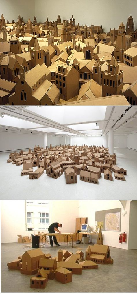 Cardboard turned into something profound and moving. ("The Lamp of Sacrifice", 286 places of worship, edinburgh, 2004" by nathan coley) 3d Cardboard Art, Cardboard Buildings, Cardboard Houses For Kids, Cardboard City, Places Of Worship, Cardboard Sculpture, Paper City, Cardboard House, Wireless Network