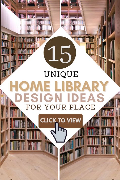 15 Home Libraries design ideas for your home. Explore the best of design and aesthetics for your home. Shelves design and ideas for your corner of knowledge. Design one for your own home. #library #design #ideas #aesthetics #home Home Design Library, Unique Library Design, Home Library Ideas Vintage, House Library Aesthetic, Minimalist Home Library, House Library Ideas, Library Room Ideas Home, Small Home Library Room, Bookshelf Wealth