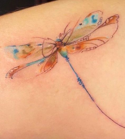 Watercolor Dragonfly Tattoo, Mama Tattoos, Tatoo 3d, Flying Tattoo, Dragonfly Tattoo Design, Dragon Tattoo For Women, Tasteful Tattoos, Cat Tattoos, Inspiration Tattoos