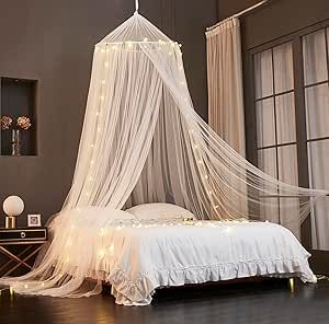 Mengersi Bed Canopy with Lights,Princess Bed Canopy Canopy Bed Curtains for Girls Room,Mosquito Netting Canopy Reading Corners Room Decor for Girls (White) Princess Bed Canopy, Princes Bed, Bed Canopy With Lights, Girls Room Curtains, Girls Bed Canopy, Bed Canopies, Princess Canopy Bed, Mosquito Net Bed, Mosquito Curtains