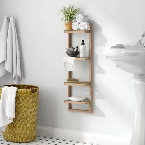 Nkuku Locker Room Shelf & Reviews | Wayfair.co.uk Under Sink Storage Unit, Mid Century Modern Storage, Glass Bathroom Shelves, Regal Bad, Wood Wall Bathroom, Toilet Shelves, Free Standing Cabinets, Bamboo Shelf, Shelving Ideas