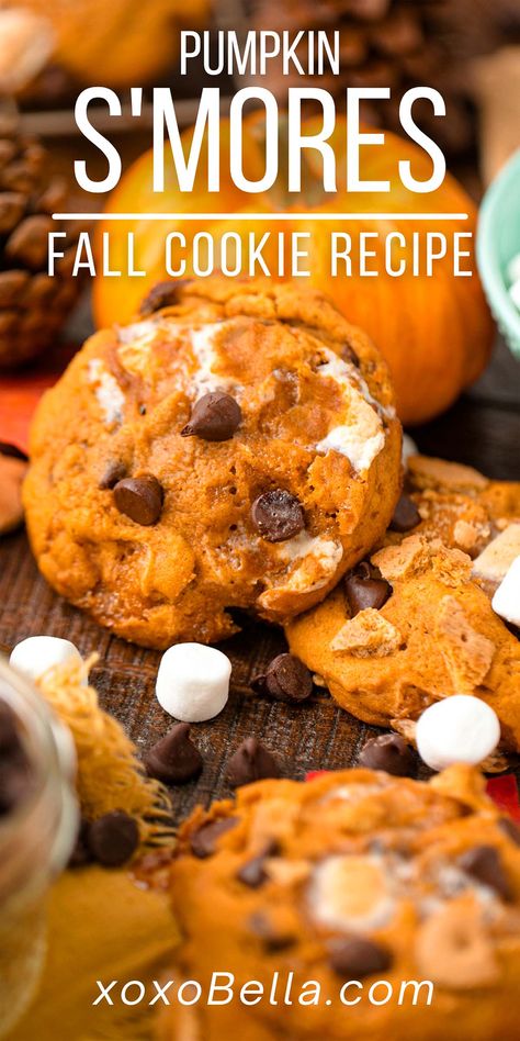 There are literally thousands of fantastic cookie recipes to choose from but, if you want to try something different, you can't go wrong with pumpkin s'mores cookies. They're soft, sweet and very more-ish, offering plenty of amazing flavours in every bite! Pumpkin marshmallow cookies are great for any occasion, and ideal for pumpkin fans. The combo of pumpkin and s'mores flavours is a magical one! Pumpkin s'mores cookies are the perfect fall dessert. Pumpkin Blossom Cookies, Pumpkin Smore Cookies, Homemade Pillsbury Cookies, Pumpkin Smores Bars, Pumpkin S’mores Cookies, Fall Themed Cookies Easy, Fall Time Cookies, Cookies Recipes Halloween, Pumpkin Smores Cookies