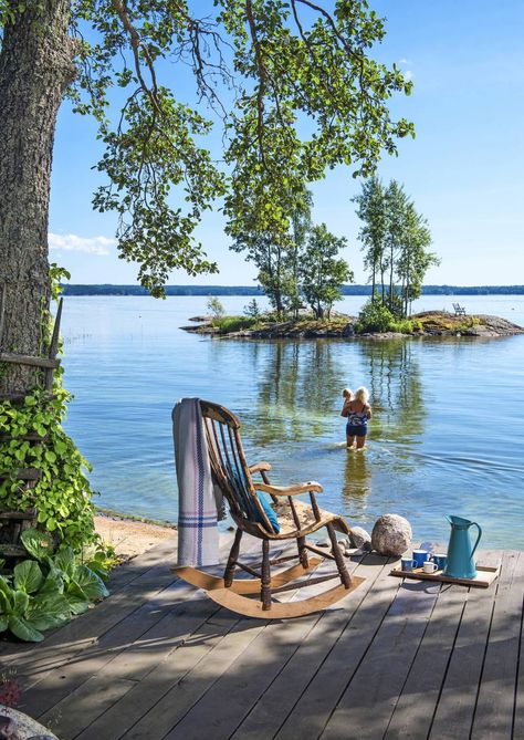 Finnish Lake House, Finnish Cottage, Finnish Summer, Finland Summer, Cottage Summer, Scandinavian Summer, Lakeside Living, Lake Living, Simple Summer