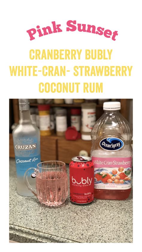 1 oz Coconut 🥥Rum  2 oz White Cran Strawberry Ocean Spray 2 oz Cranberry Bubly Ice  Pour into your favorite cup and enjoy. White Cran Strawberry Drink, Ocean Spray Cranberry, Strawberry Cocktails, Healthy Soda, Peach Drinks, Breakfast Soup, Strawberry Drinks, Malibu Rum, Strawberry Juice