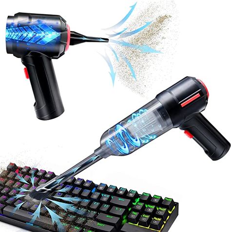 Amazon.com: Compressed Air Duster & Mini Vacuum Keyboard Cleaner 3-in-1, New Generation Canned Air Spray, Portable Electric Air Can, Cordless Blower Computer Cleaning Kit : Electronics Keyboard Cleaner, Small Vacuum, Mini Vacuum Cleaner, Mini Vacuum, Clean Desk, Computer Tower, Vacuum Filter, Cool New Gadgets, Car Vacuum Cleaner