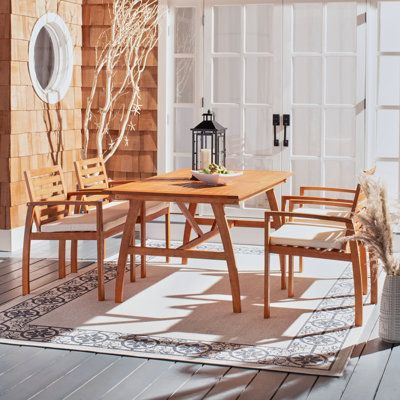 Contemporary Dining Sets, Chic Chair, Eucalyptus Wood, 5 Piece Dining Set, Wood Table Top, Table Frame, Contemporary Outdoor, Outdoor Dining Set, Dining Set