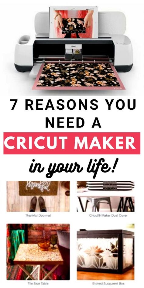 7 Reasons You NEED a Cricut Maker in Your Life... seriously! This Cricut machine is every crafter's dream. The Cricut Maker can cut fabric to make sewing projects easier, it can cut wood, and so much more. Learn about all of the different crafts and projects you can create with a new Cricut Maker! Things To Make With A Cricut Maker, Wood Crafts Cricut, Cricut Fabric Projects, Circuit Gifts, Cricut Projects Easy, Cricut Hacks, Cricket Ideas, Cricut Explore Projects, Circuit Ideas