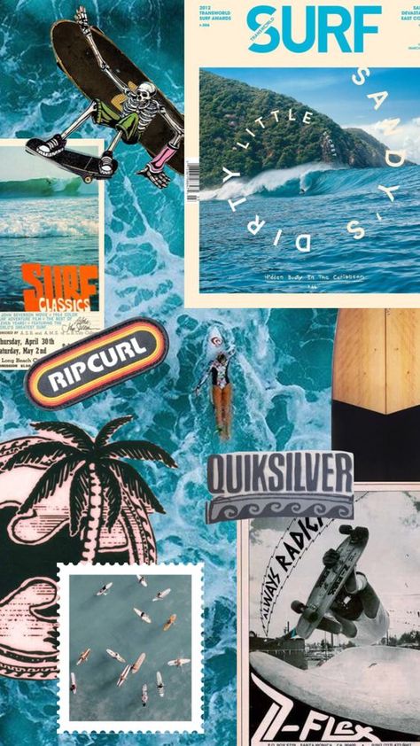 Surfer Astethic Wallpaper, Vintage Surf Aesthetic Wallpaper, Surf Iphone Wallpaper, Surfing Wallpaper Iphone, Surf Wallpaper Backgrounds, Vintage Surf Wallpaper, Surf Aesthetic Wallpaper, Surfing Collage, Beach Surf Aesthetic