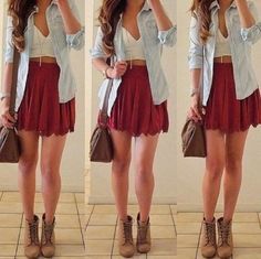 Cute :) Hipster Outfits For Women, Skirt Denim, Wear Crop Top, Hipster Outfits, A Skirt, Red Skirts, 2014 Fashion, Fashion Mode, Mode Inspiration