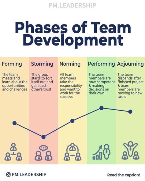 Project Management Leadership on Instagram: "Team building is an ongoing process throughout the project. It is crucial for effective project management and eventual project success. People working together don't form a team. If they fail to become a team their performance will suffer. Inevitably, this will also have consequences for the project itself. As a leader it's your job to not let people deal with this by themselves but support them in becoming a team to become a successful. And let's be honest - effective teamwork is simply so much more fun! ⠀⠀⠀⠀⠀⠀⠀⠀⠀⠀⠀⁠ You should have a clear idea of what may be going on with your team at any point of time. The state in which they are in as a team changes over time. It will be different at the time when a team is just formed, and it will be diff Effective Leadership Skills, Success People, Effective Teamwork, Business Strategy Management, Good Leadership Skills, Team Development, People Working Together, Leadership Lessons, Leadership Management