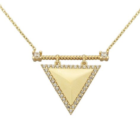 Gold Triangle, Triangle Necklace, Jewelry Accessories Ideas, Triangle Pendant, Solid Gold Chains, Outfit Making, Solid Gold Jewelry, Geometric Jewelry, Stunning Necklace