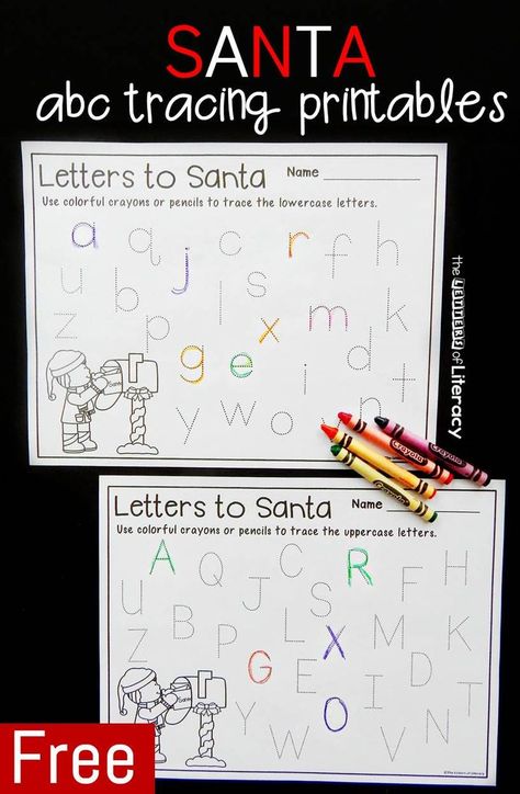 These Santa themed letter tracing printables are a great Christmas activity for kids to learn letter formation and practice the letters of the alphabet! Letter Tracing Printables, Christmas Activity For Kids, Christmas Literacy, December Kindergarten, Abc Tracing, Letters To Santa, Christmas Writing, Christmas Centers, Tracing Sheets