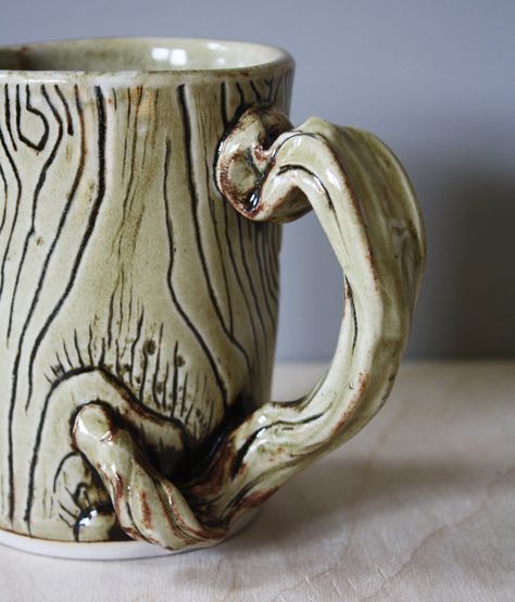 Tree Mug Pottery, Slab Mug, Pottery Business, Coffee Mugs Unique, Handmade Ceramic Mugs, Coffee Mug Designs, Ceramic Pinch Pots, Mugs Unique, Tree Mug