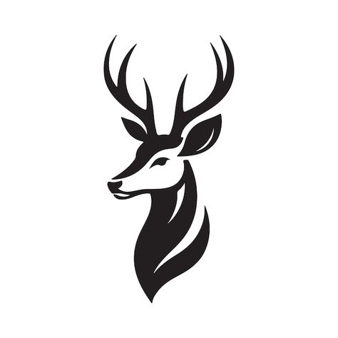 Vector hand drawn deer silhouette vector... | Premium Vector #Freepik #vector Deer Silhouette Printable, Stag Drawing, Deer Design Logo, Deer Vector Illustration, Deer Icon, Father's Day Drawing, Elk Silhouette, Hirsch Silhouette, House Sigil