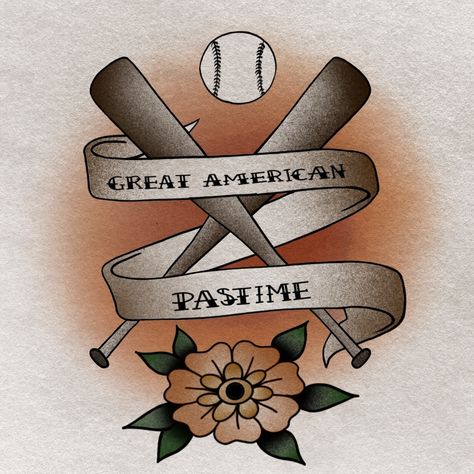 American Traditional Drawing, Baseball Tattoos, Sport Tattoos, Traditional Drawing, Traditional Style Tattoo, Tattoos With Kids Names, Style Tattoo, American Traditional Tattoo, Tattoos For Kids