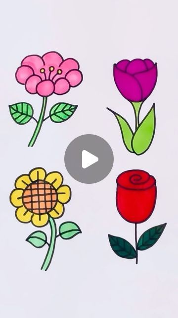 Creative Drawing for kids on Instagram: "Learn how to draw flowers in a very simple and easy method #instagram #instadaily #reels #art #trending #video #draw #drawing #explore #explorepage #flowers" Easy Pictures To Draw Step By Step, Flower Drawing For Kids Easy, Easy Flower To Draw, Flowers Worksheets For Kids, How To Draw A Simple Flower, Flower Drawing Videos, How To Draw Easy Flowers, Easy Drawings For Kids Cute, Easy Flower Drawings For Kids