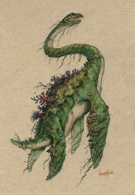 Loch Ness Monster art Loch Ness Monster, Loch Ness, Tattoo Ideas, Flowers, Green, Art