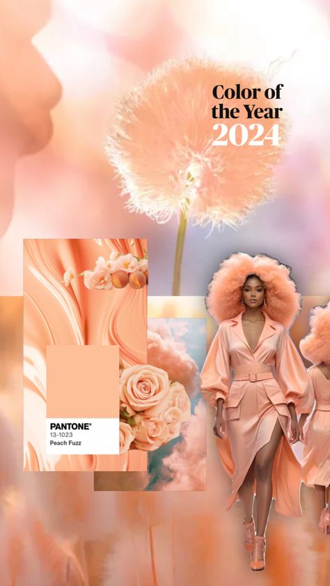 Color Collage, Mood Fabrics, Peach Fuzz, Color Of The Year, Pantone Color, Iphone Wallpaper, Wedding Inspiration, Fabric, Color